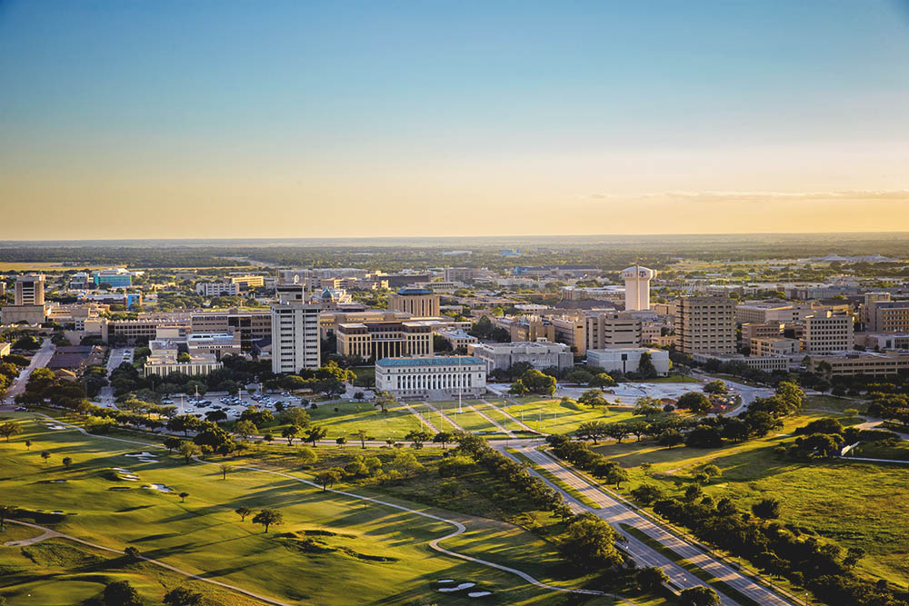 Aerial view of Texas A&M campus